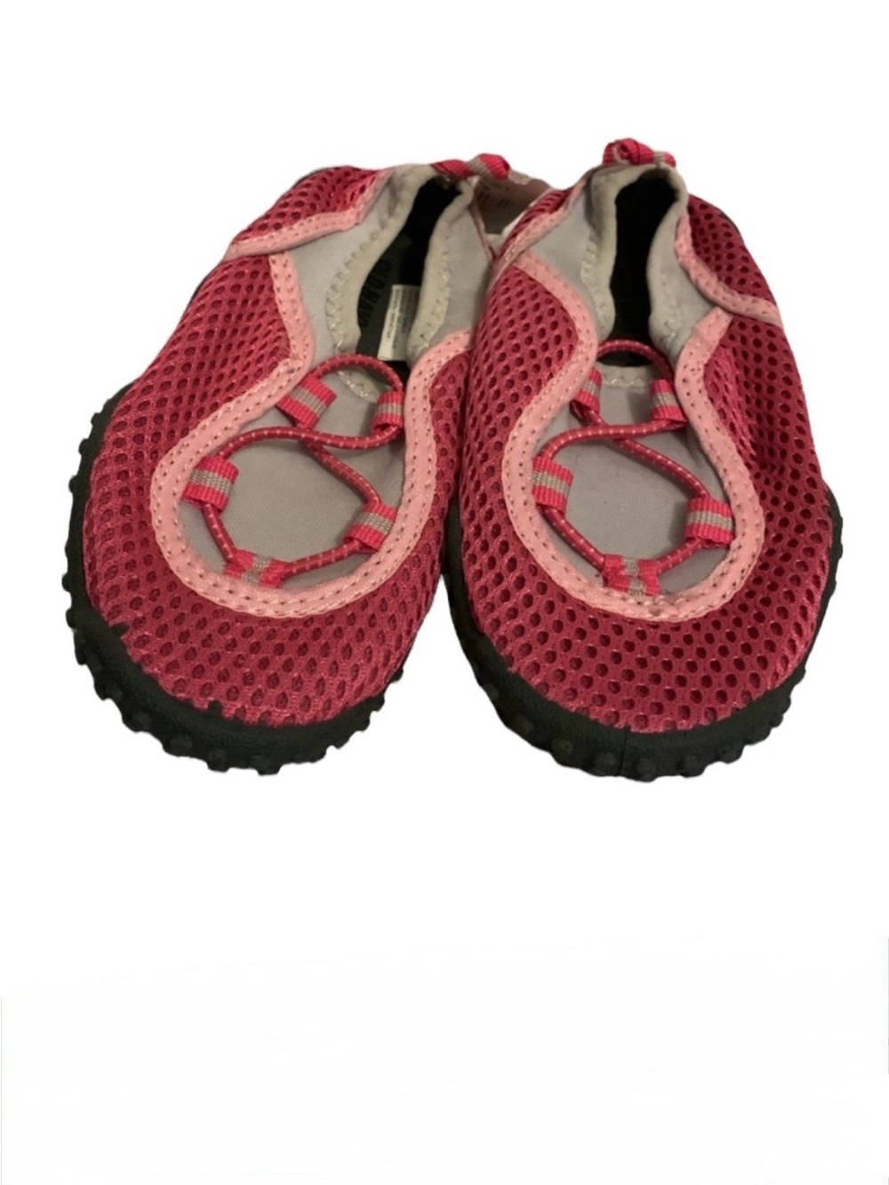 Old Navy 8 toddler water shoe slip on slipper grip beach pool gray pink stretch